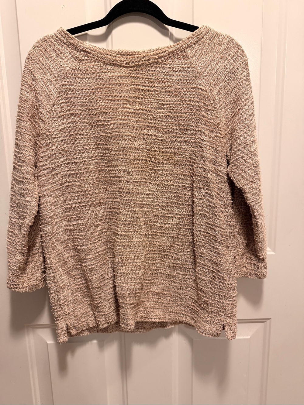 LOFT Cream Textured Scoop Neck Sweater